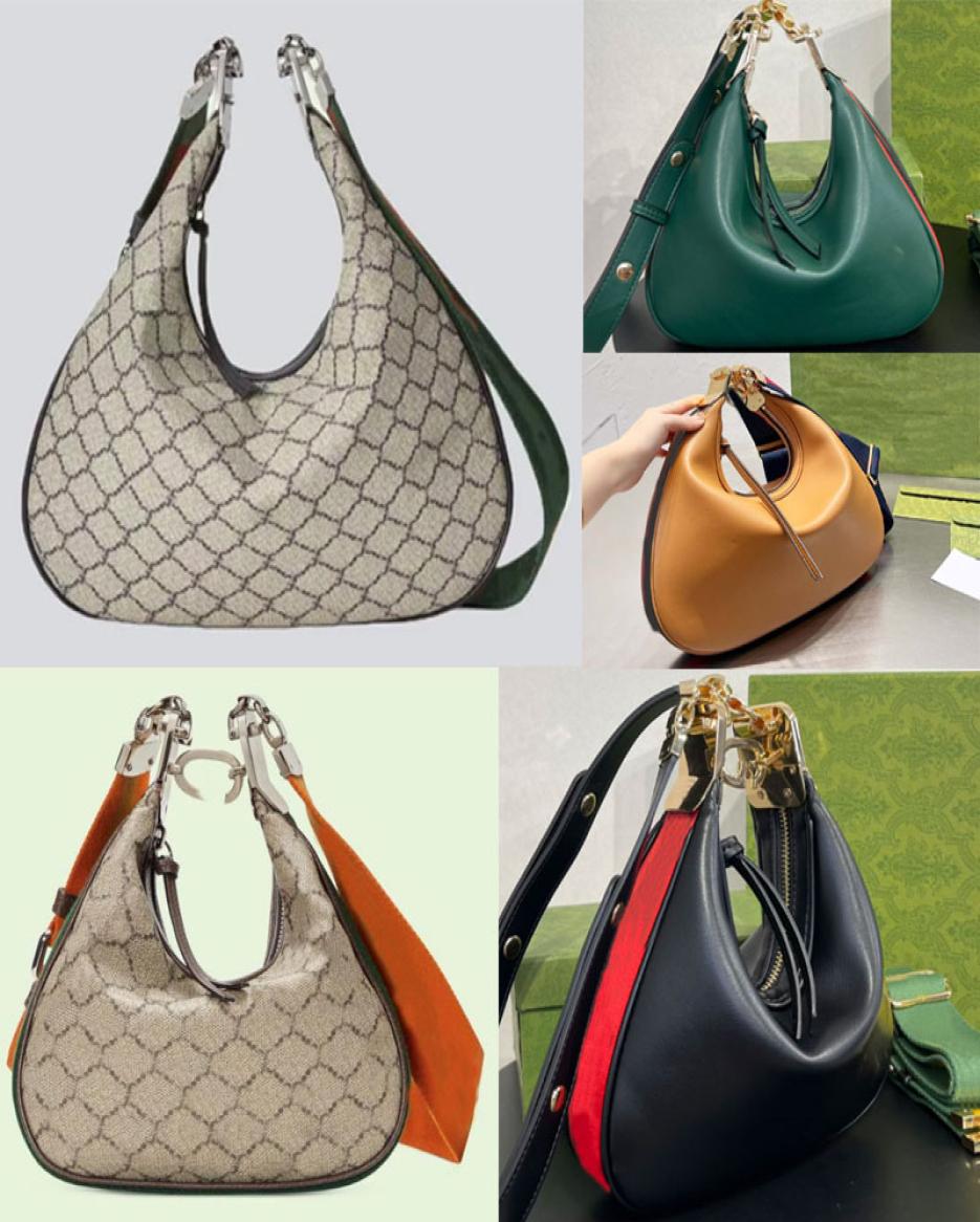 

Attache large shoulder bag crescent moon shape G shaped hook closure with zip Detachable Blue and red Web trim Luxury Designer Han5033743