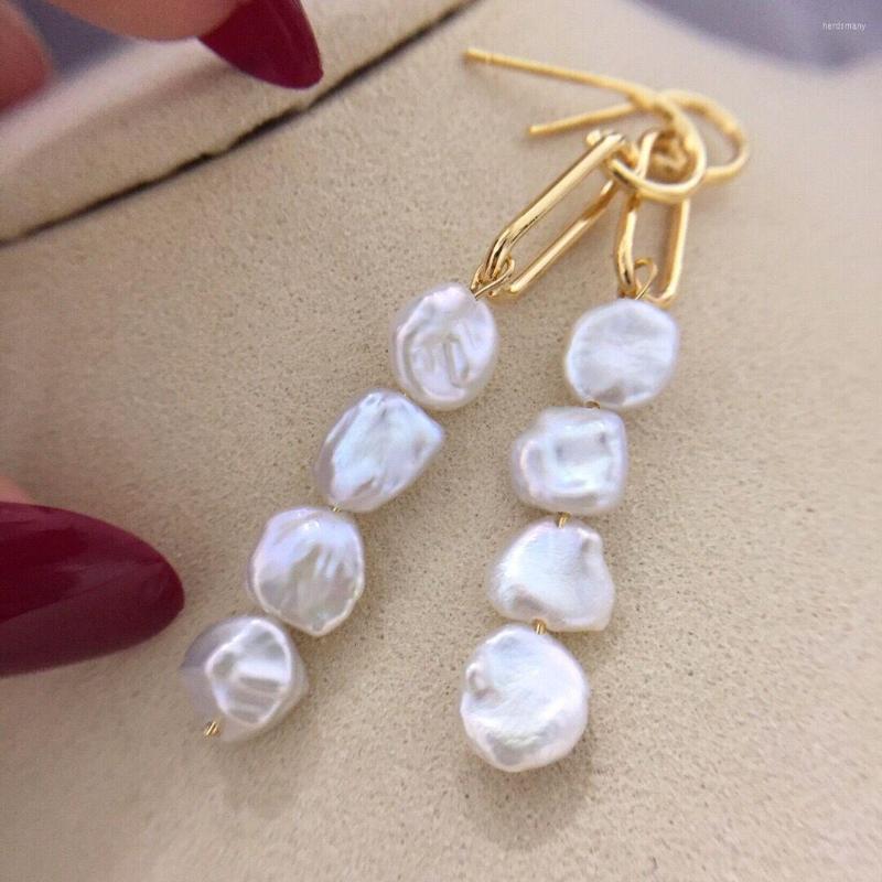 

Stud Earrings Water Freshwater Pearl Baroque Geometric Simple Female