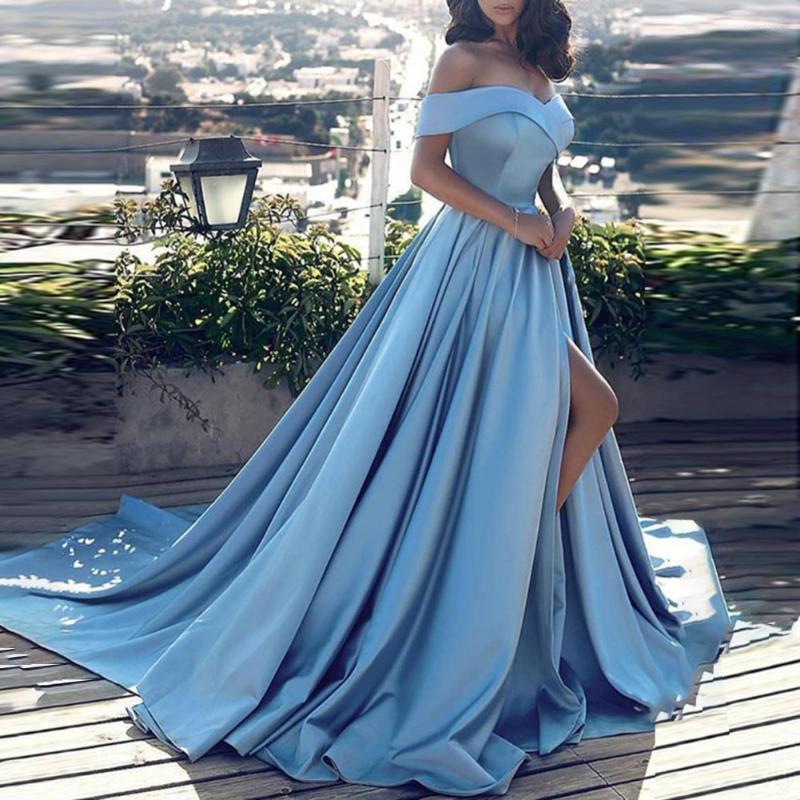 

Casual Dresses Prom Dress Stylish Floor Length Banquet Off Shoulder For, Blue
