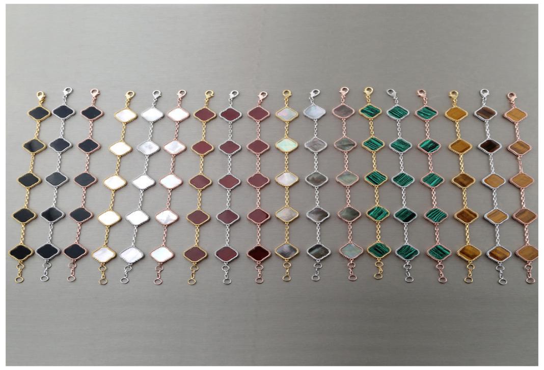 

Charm Bracelets Clover Bracelets Womens Bracelet Chain Personalised Bangle Links Silver Braclets Partner Armband Real Gold Bangles2127325