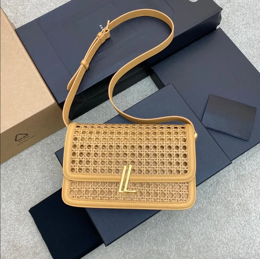 

2023 Luxury designers Satchel Handbags cross body bag women hollow out cowskin weaving bag ladies Evening One shoulder tote fashion versatile, Brown