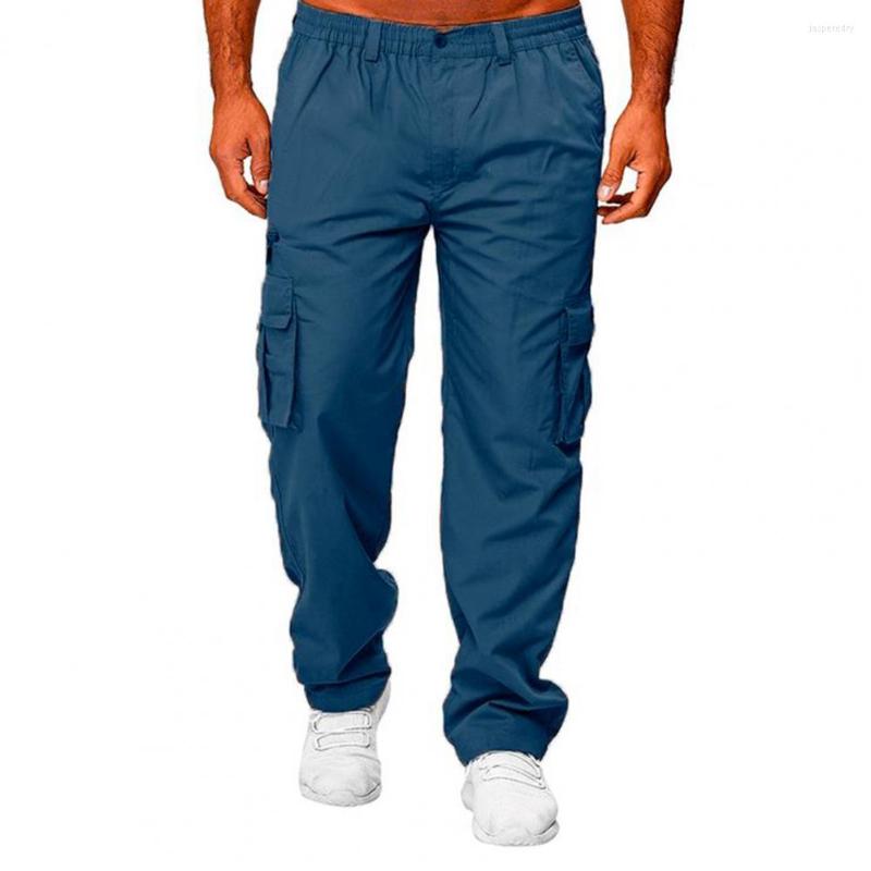 

Men's Pants Fine Sewing Crafts Fashion Solid Color Multi Pockets Men Cargo Trousers Skin-touch Sports Straight Leg Daily Wear, Black