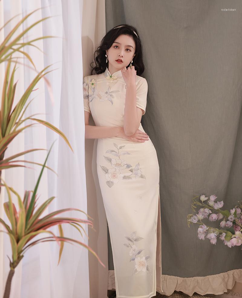 

Ethnic Clothing 2023 Modern China Style Improved Cheongsam Floral Temperament Plus Size Young Old Shanghai Summer Qipao Dress For Women