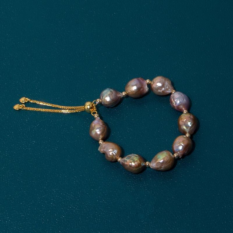 

Bangle Shaped baroque freshwater pearl bracelet adjustable ball clasp ladies fashion atmosphere Europe and the United States