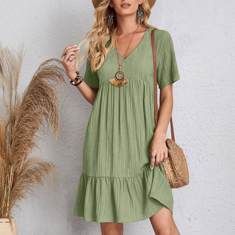 

Casual Dresses Fashion Ruffles Befree Dress Women Loose Vintage Large Big Lace Sexy Summer Boho Party Elegant Vestidos Robe, Black