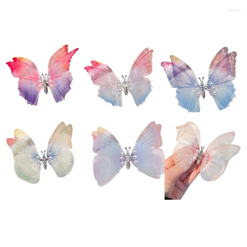 

Hair Accessories Shivering Butterfly-shape Hairclip With Pearls Headwear Po Props Jewelry Plain Nymph Fairy Headdress, Pink
