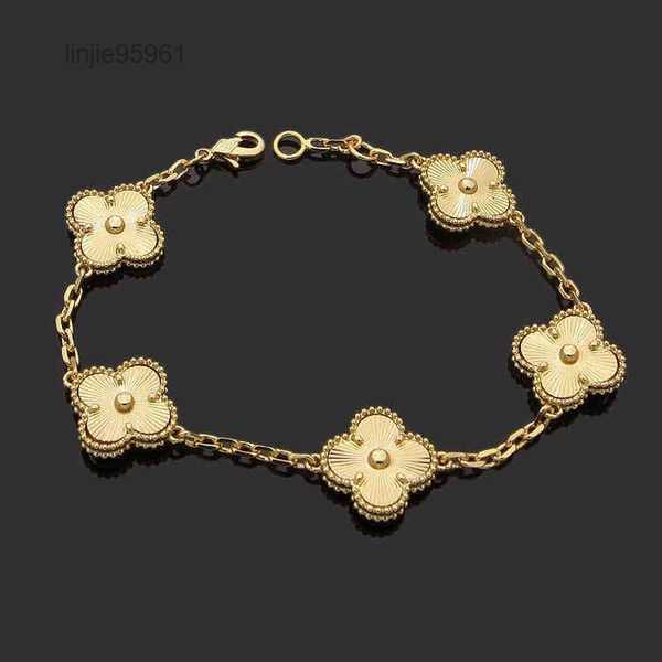

Luxury Designer Link Chain Bracelet Cleef Clover Womens Fashion 18k Gold Bracelets Jewelry U6 1 16eeh