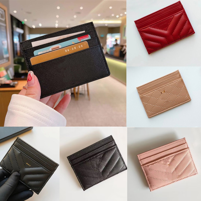 

Designer Card Holder Men Womens Leather Quilted Cards Canvas Holders luxury Black Lambskin Mini Double Sided Wallets Coin purse Leather Bag Fashion black red pink, 20