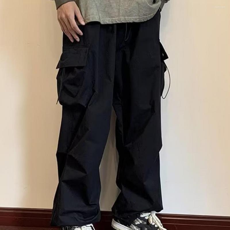 

Men's Pants Chic Men Cargo Soft Hip Hop Comfortable Pure Color Streetwear, Black