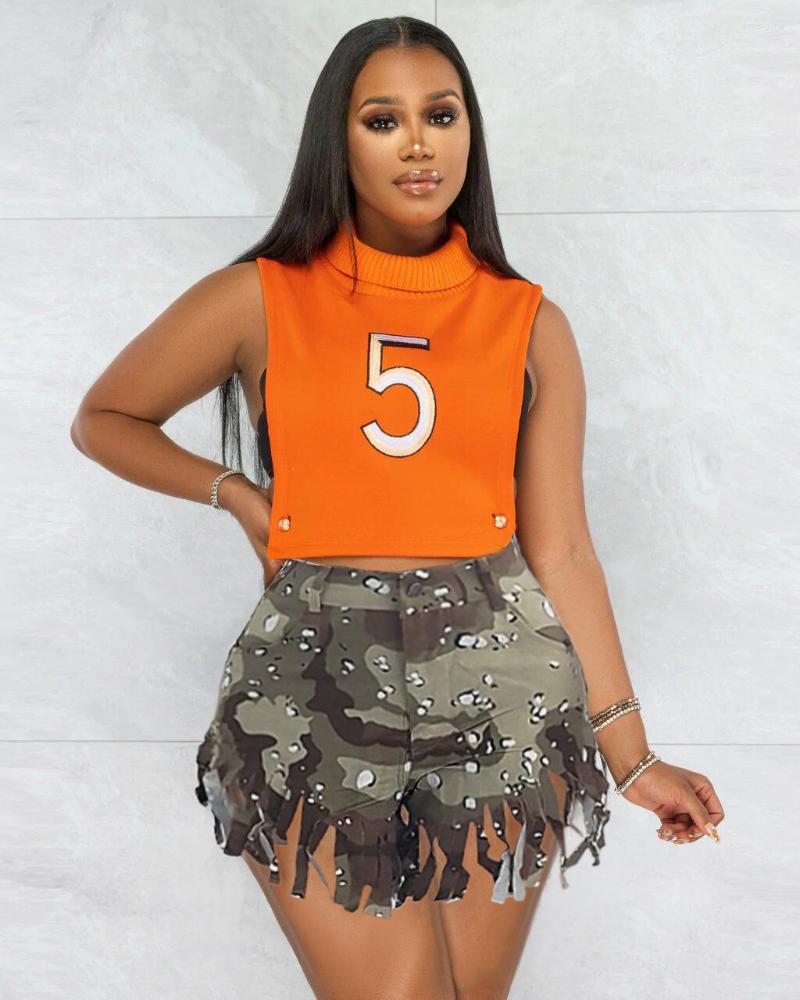 

Women's Shorts 2023 Senior Socialite Temperament Wild French Hepburn Style Fashion Women's Wear Camouflage Tassle, Army green