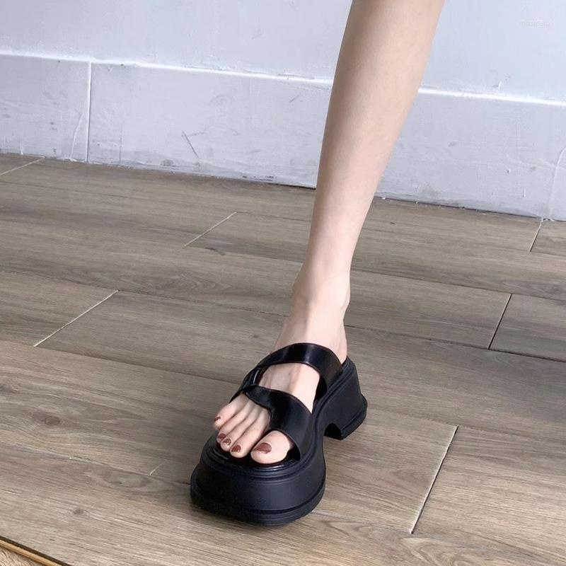 

Slippers Fashion Summer Open Clip Toed Mules Women Sandals 2023 High Quality Heels Flip Flops Slides Shoes, Beige