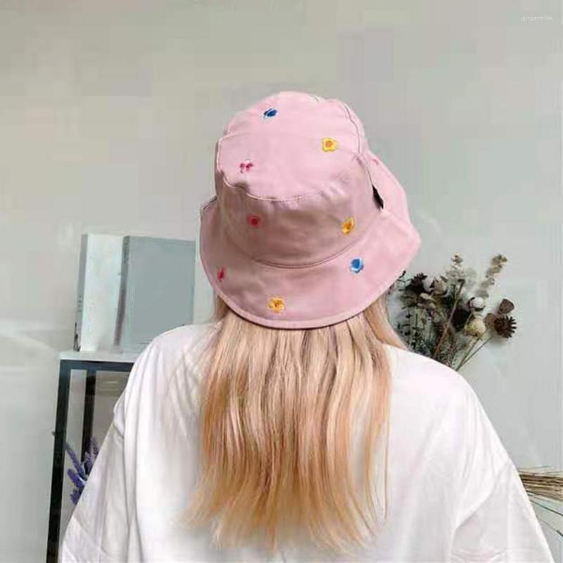 

Wide Brim Hats Beautiful Women Fisherman Hat Firm Stitching Round Top Floral Sun Protection Summer Anti-UV, Black
