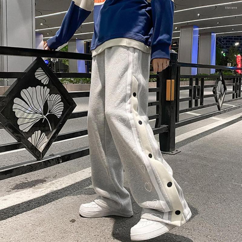 

Men' Pants Bottoms Trendy Contrast Color Mid Waist Sweatpants Spring Autumn Men Loose For Daily Wear, Grey