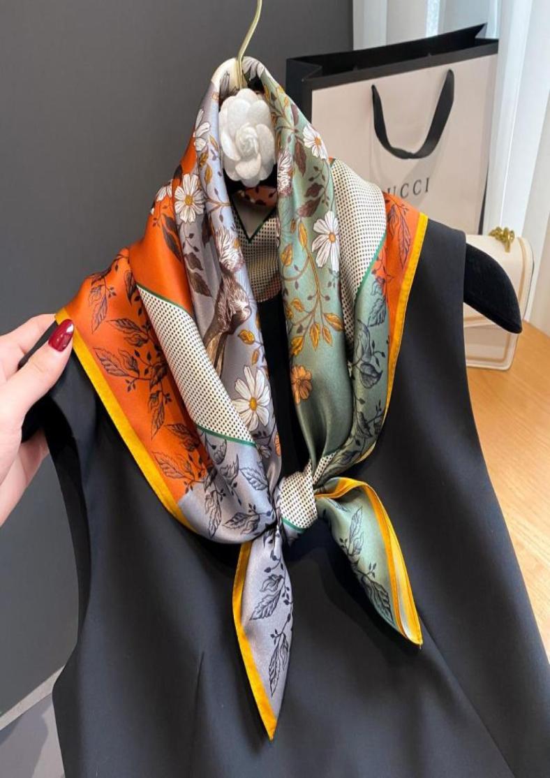 

Scarves 2022 Brand 100 Pure Silk Scarf Women Neck Hair Foulard Square Small Headband Hijab Print Poncho Bandana 70cm4388117
