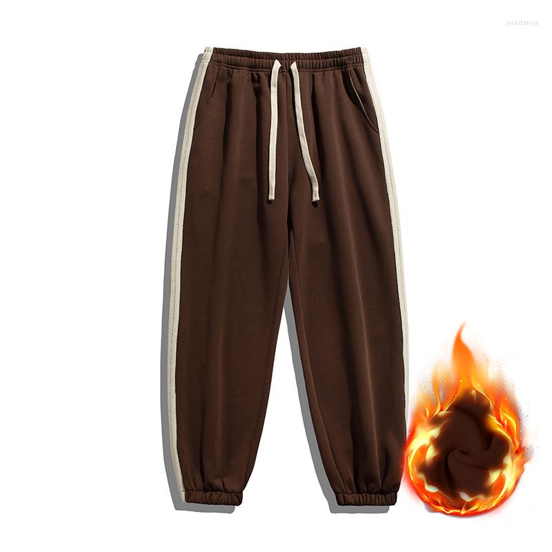 

Men's Pants 2023 Autumn Winter Drawstring Sports Thicken Jogging Men's Streetwear Casual Stripes Warm Fleece Sweatpants For Male, Dark grey