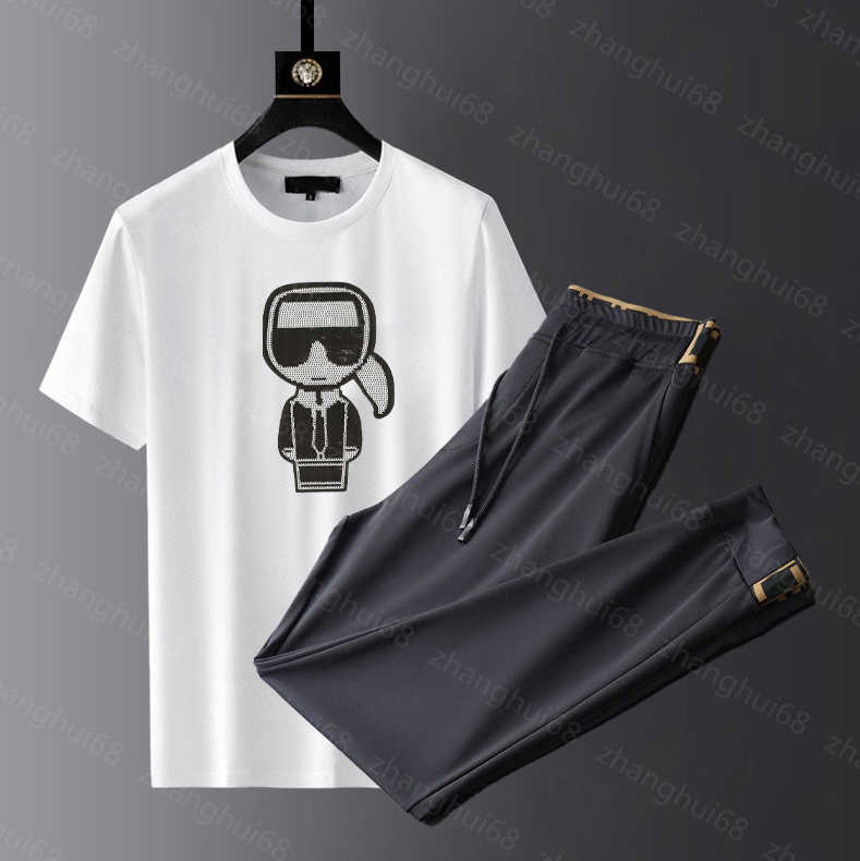 

23ss Mens designer Tracksuit mens tracksuit Round neck Pure cotton Embroidered short sleeve t-shirt ribbon stitching drawstring pants set High quality men clothes, 10