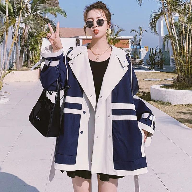 

Women' Jackets Fashion Splicing Trench Coat Women Vintage Outerwear Overcoat Loose Korean Tops Femme Casaco Feminino Chaquetas De Mujer, Picture color 81805