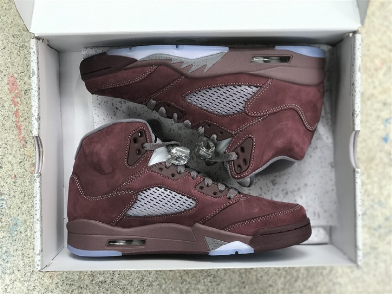 

2023 Jumpman 5 Burgundy Basketball Shoes Wine Red Silver Outdoor Designer Sneakers