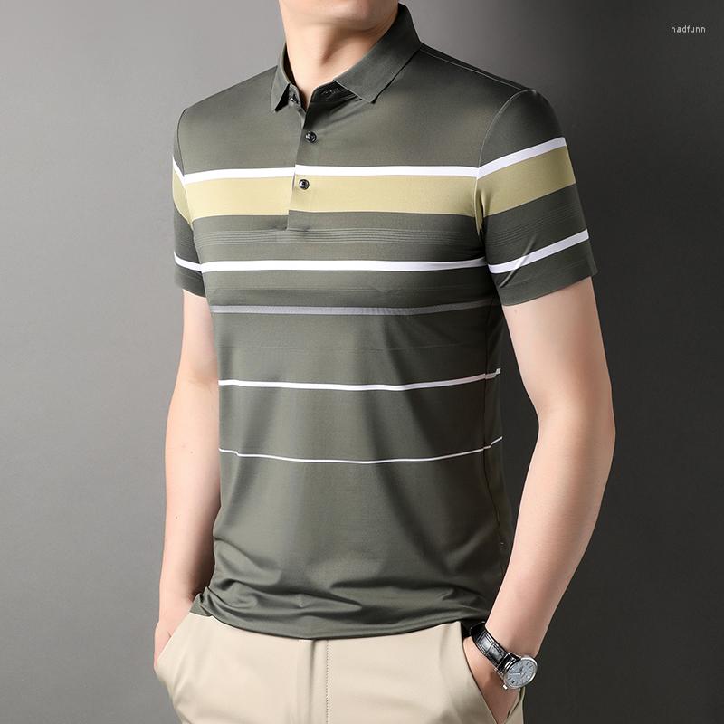 

Men's Polos Top Grade Yarn-dyed Non-marking Process Summer Polo Shirts For Men Short Sleeve Slim Fit Casual Tops Fashions Mens Clothes, Black