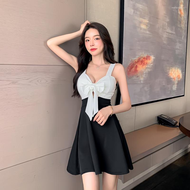 

Casual Dresses #3033 Summer A-line Short Dress Women Backless Sexy High Waisted Party Club Evening Mini Femme Strapless Suspender, White