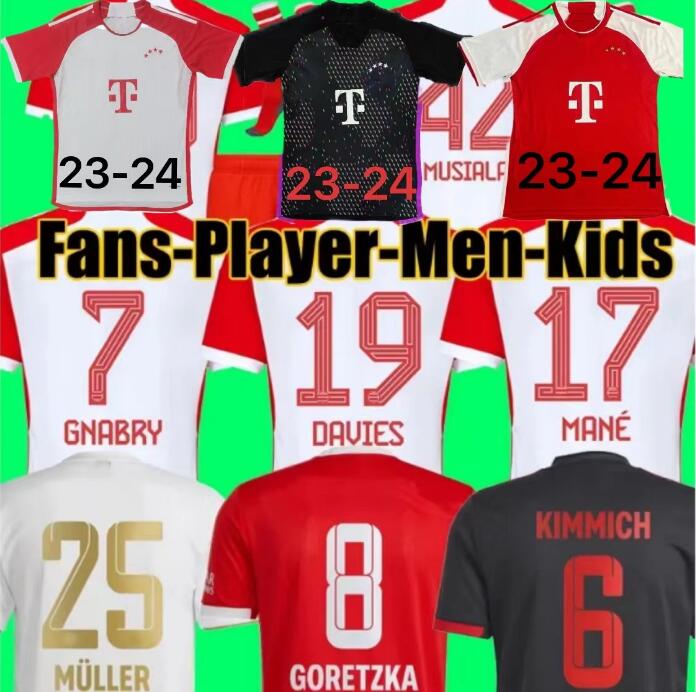 

22 23 24 BAYERNs Player MUNICH soccer jerseys MANE SANE GORETZKA COMAN MULLER DAVIES KIMMICH football shirts Men Kids kit 22 2023 2024 uniforms, 22-23 home patch