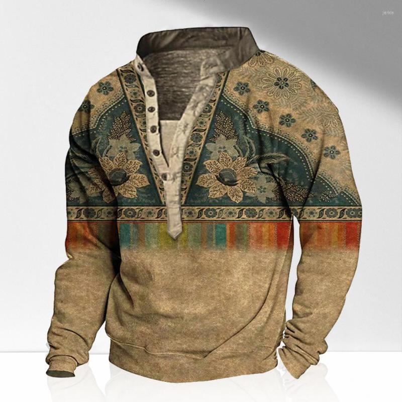 

Men's T Shirts Men's Unisex Sweatshirt Pullover Bohemian Style Graphic Prints Print Casual Daily Sports 3D Streetwear Designer, Khaki