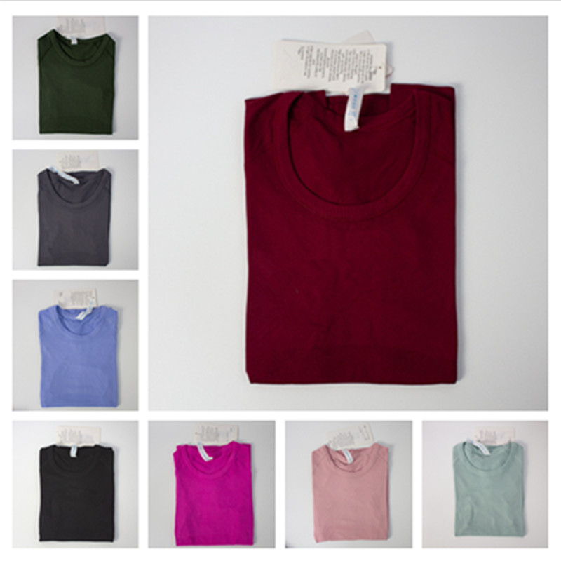 

LU-001 Yoga Tops Swiftly Tech Gym Clothes Womens Sports T Shirts Ladies Short-sleeved T-shirts Moisture Wicking Knit High Elastic Running Fitness Exercise lulus lemon, 0005
