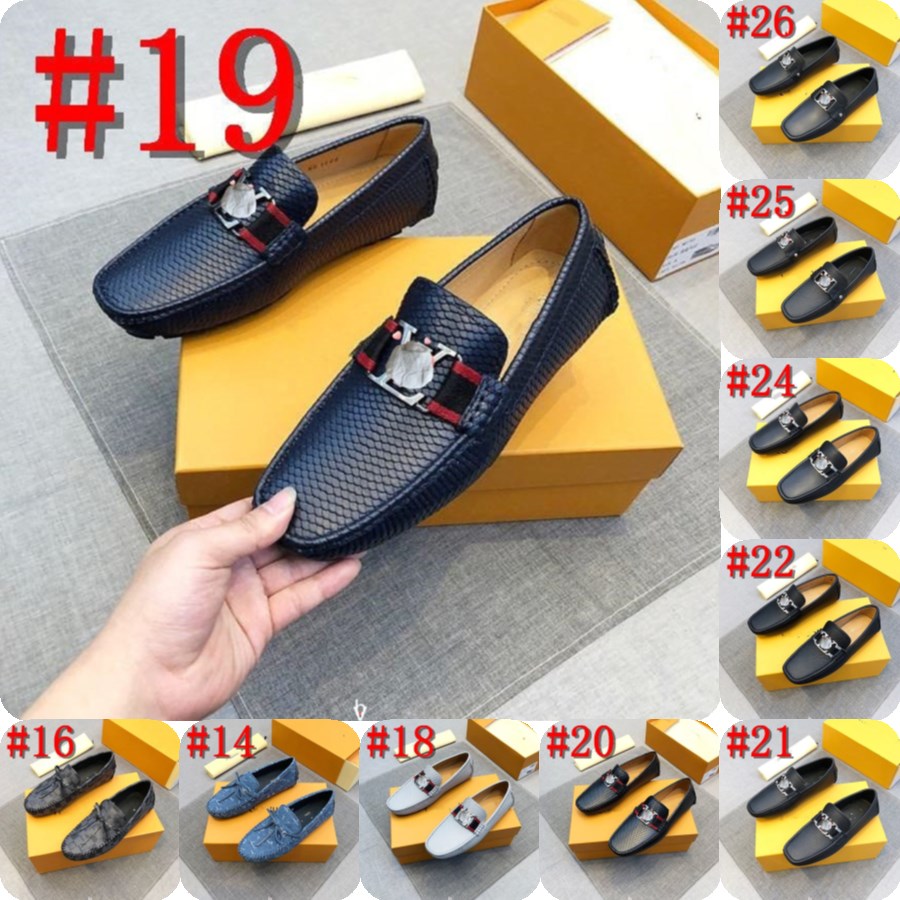 

26Model Designer Luxurious Leather Shoes Men Loafers Shoes High Quality Big Size 46 Slip-On Loafers Comfortable Soft Driving Shoe Men Shoes, #05