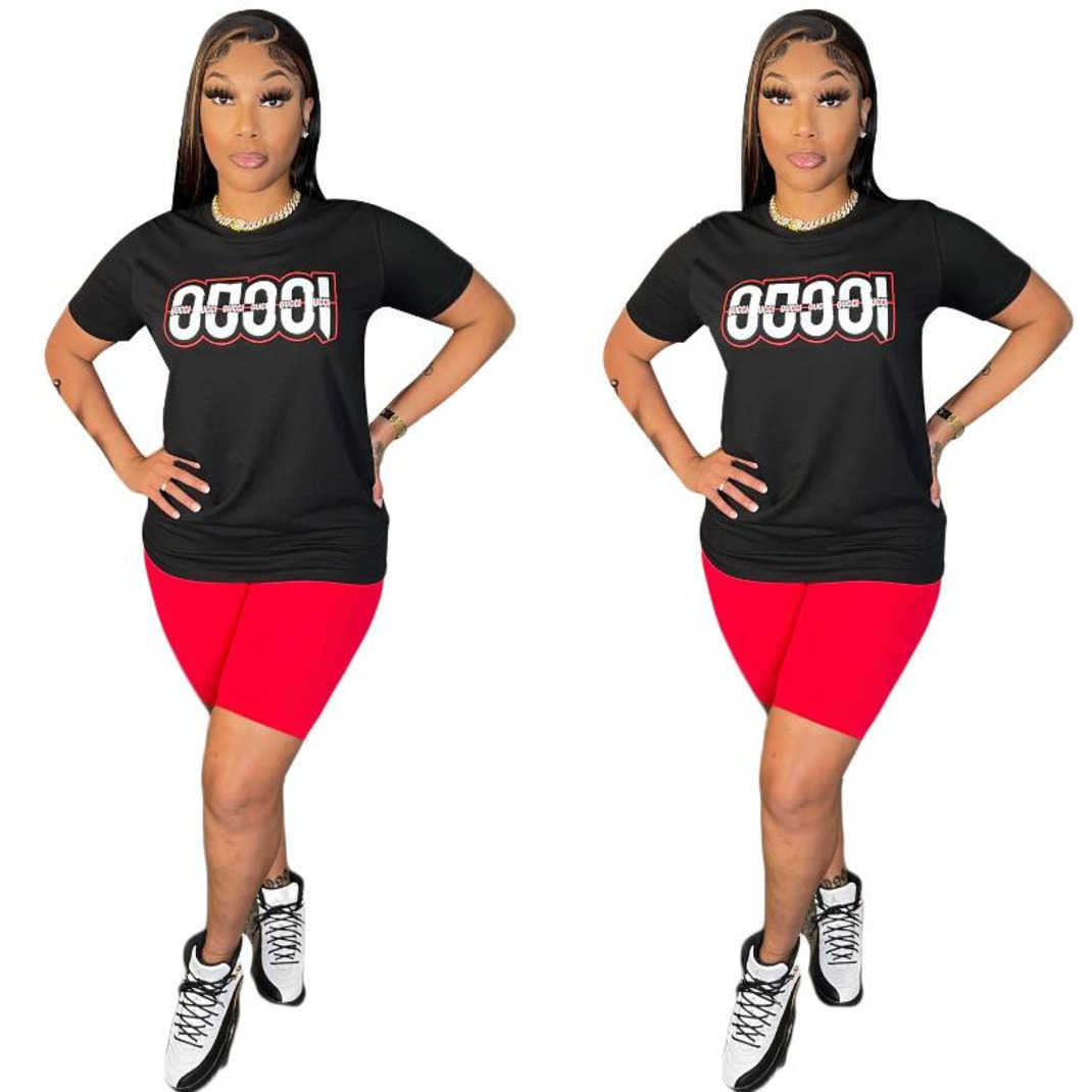 

2023 summer new Women' Tracksuits T-shirt shorts Luxury Casual Suit 2 Piece Set sports Suit designer Suit J2789, Black
