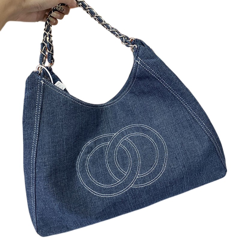 

Hot Designer Tote Bag Fashion Ladies Light Denim Shopping Luxury Brand Bags Casual Handbag One Shoulder Portable Canvas Female Shoulder Purse Large Size 43x30cm, Black 40*30cm