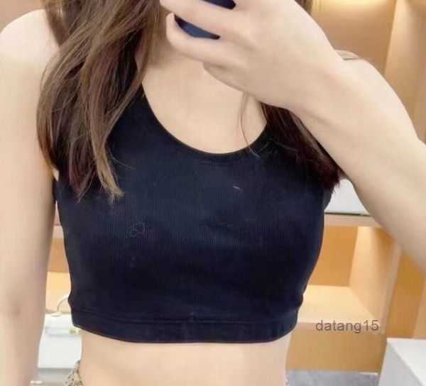 

Women Cropped Top t Shirts Tank Anagram Regular Cotton Jersey Camis Female Femme Knits Tees Designer Embroidery Knitted Sport Breathable Yoga Vest Tops 4 0VPE, White