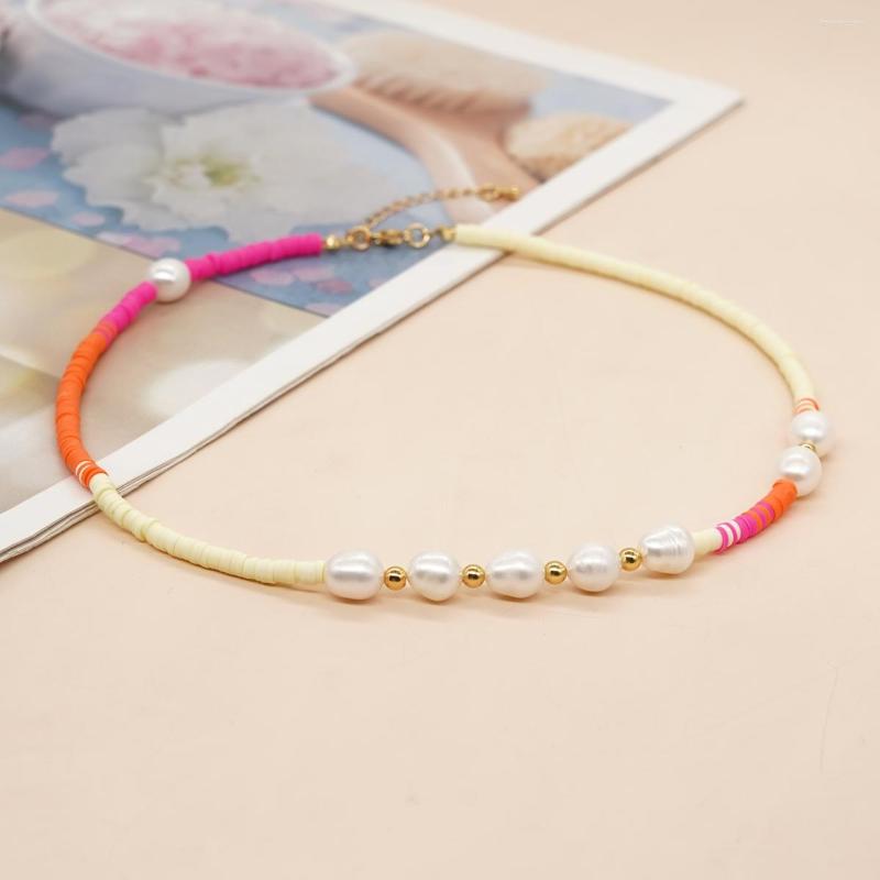 

Chains Go2bohoBeach Gift Colorful Freshwater Pearl Heishi Gold Chain Choker Necklace For Women Summer Fashion Jewelry