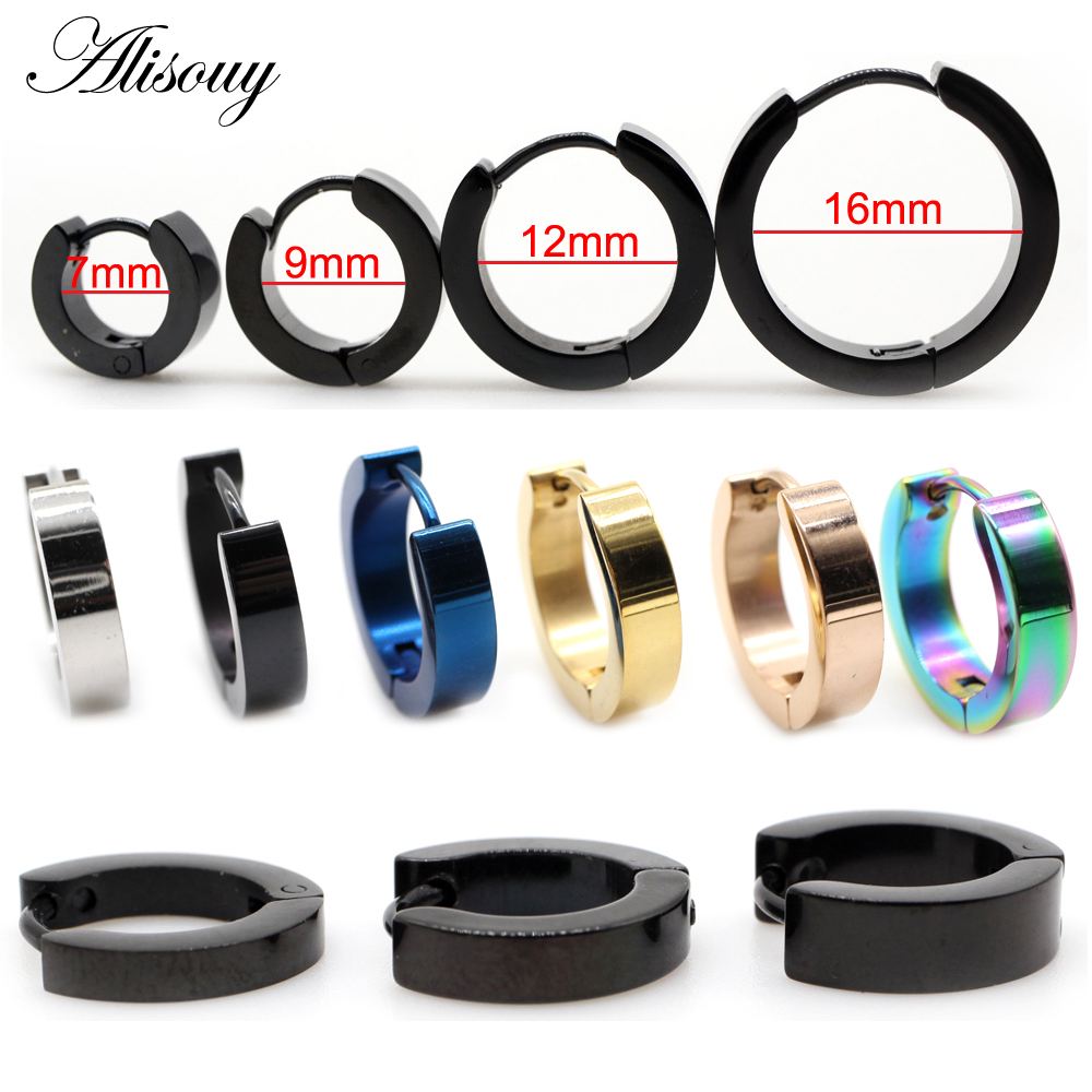 

Alisouy 2pc Punk Men/Women Stainless Steel Circle Earrings Spherical Anti-allergic Ear Buckle Hoop Earrings Gothic Ear Jewelry