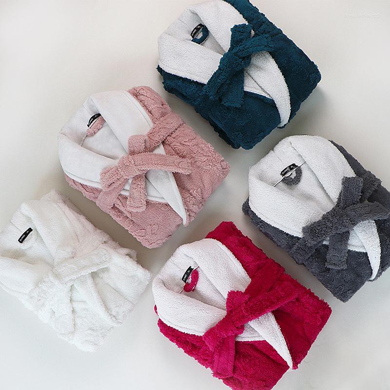 

Women's Sleepwear Extra Long Plus Size Winter Warm Coral Fleece Bathrobe Women Men Flannel Dobby Kimono Bath Robe Bridesmaid Dressing Gown, Hot pink men