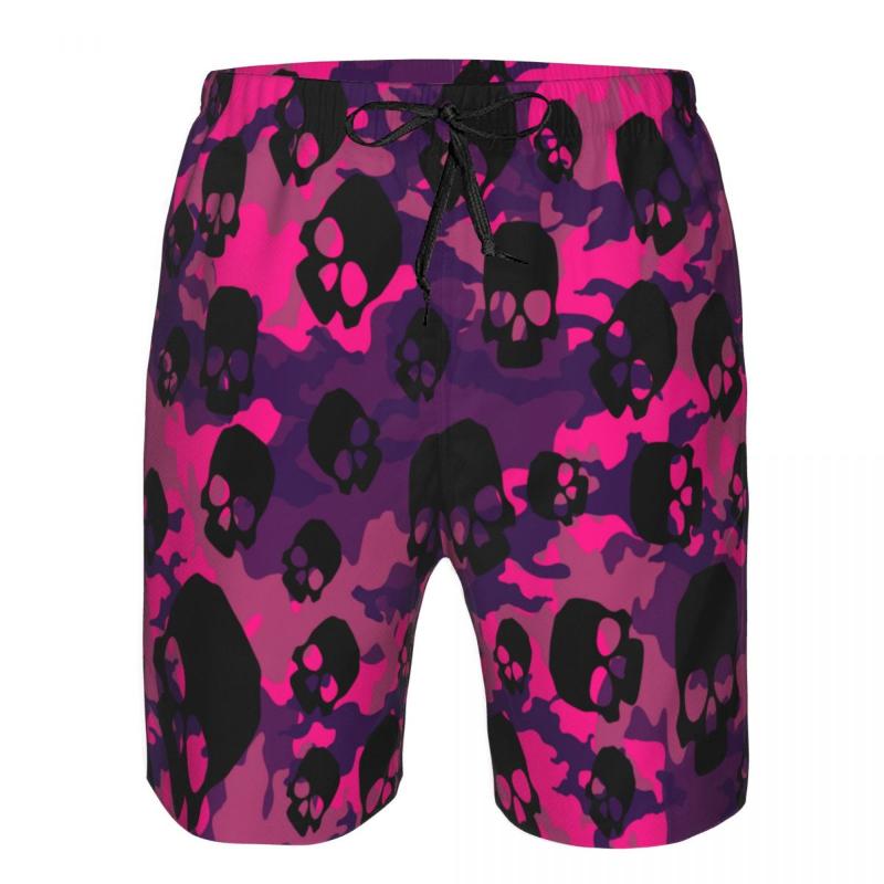 

Men' Shorts Swimsuit Beach Quick Drying Trunks For Men Fashionable Camouflage Skull Pattern Swimwear Briefs Board Fast Dry BeachwearMen, White