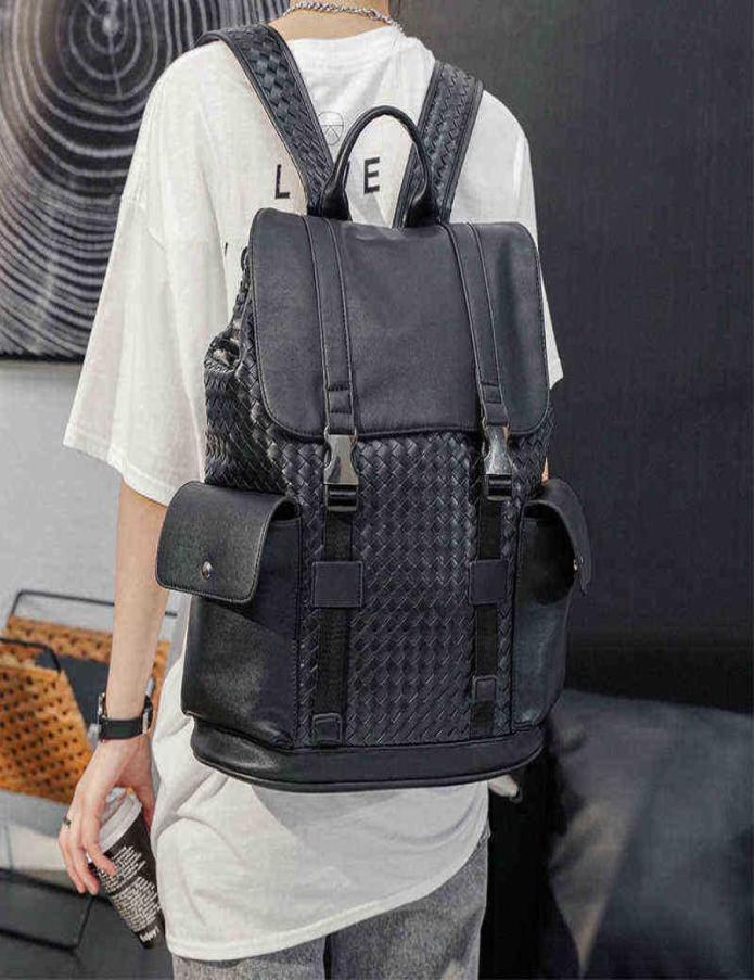 

School bag Famou Designer Backpack Men Travel Bag Laptop Computer Backapck Weave Leather Bagpack Fashion Mochila Hombre Sac 2207285989650, Yellow