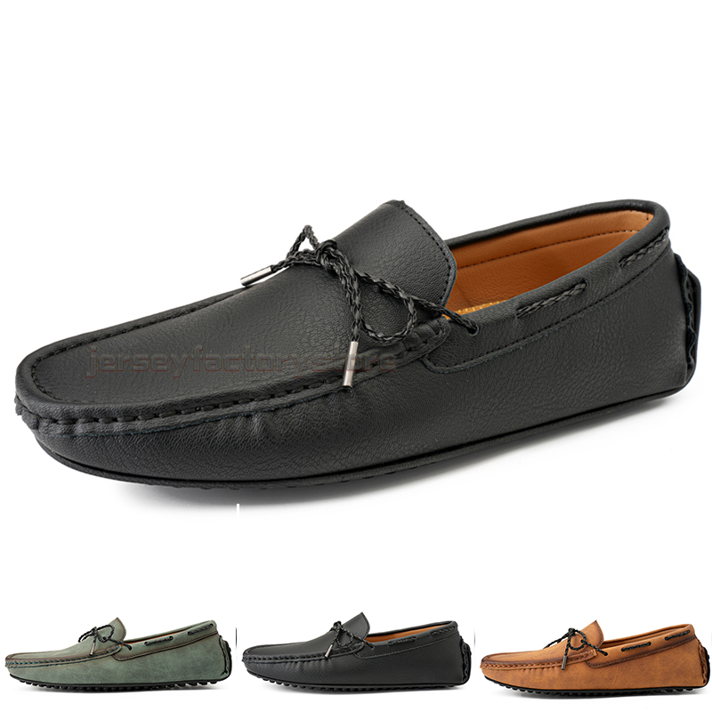 

Fashion Mens Casual Shoes Drive Comfortable Breathable Daily Men Leather Scrub Hundred Leisure Black Slip On Man Lazy Overshoes Sneakers Jogging Walking Shoe B0168, Color-1