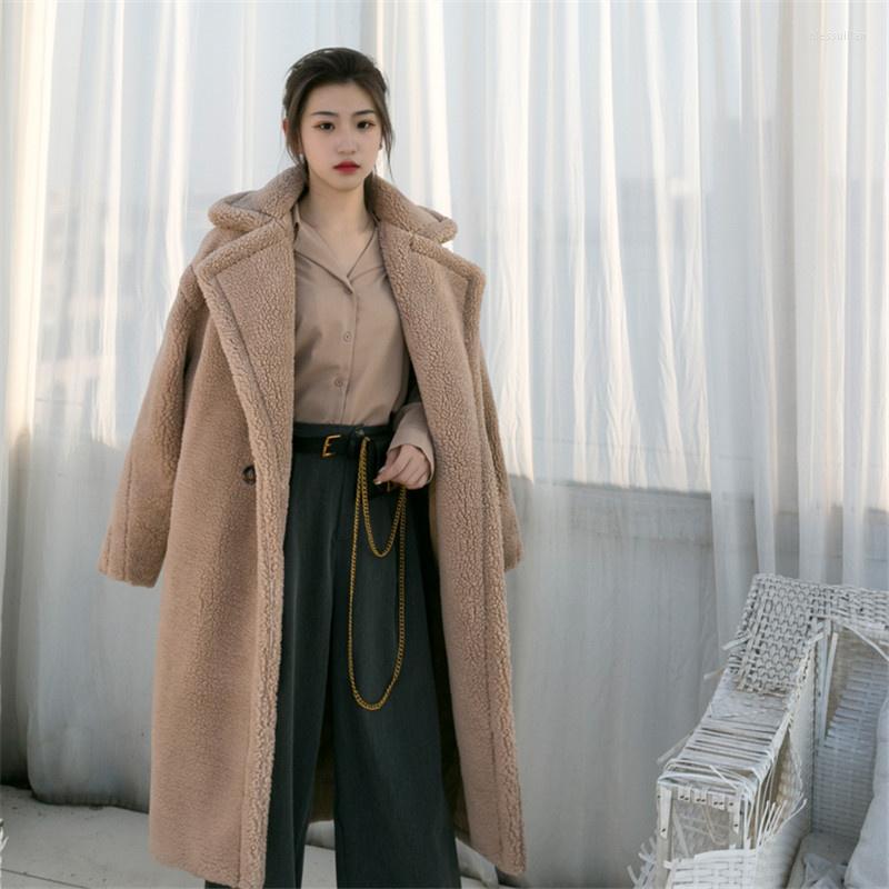 

Women's Fur Winter Lamb Wool Mid-length Jacket Women Thicken Warm Femme Plush Teddy Bear Imitation Coat Clothes Female 2023, Red