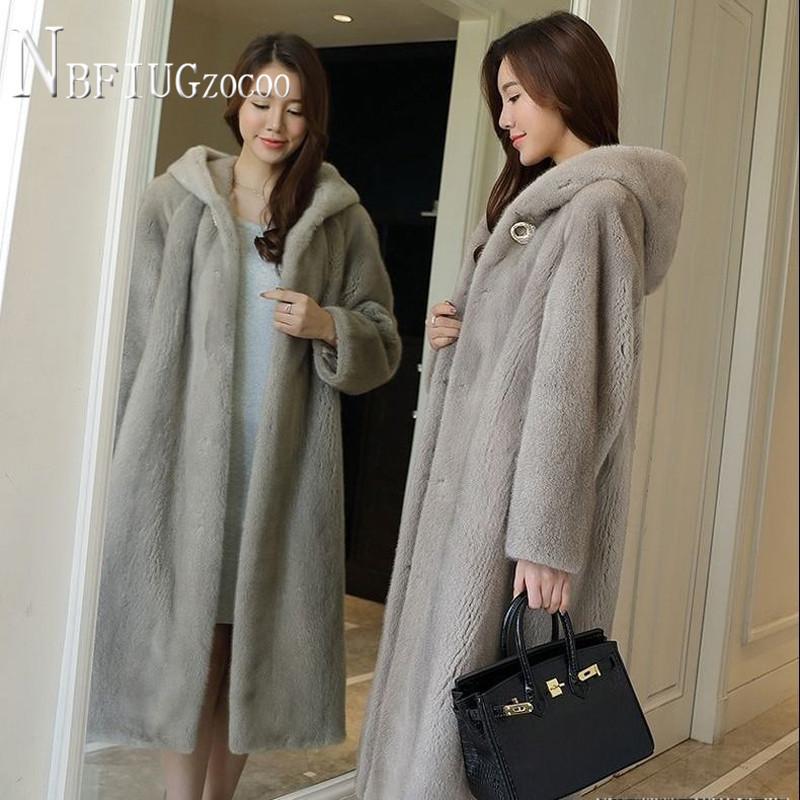 

Women's Fur & Faux 3 Colors Can Choose Fluffy Furry Women Overcoat Hooded -4XL Female Coat