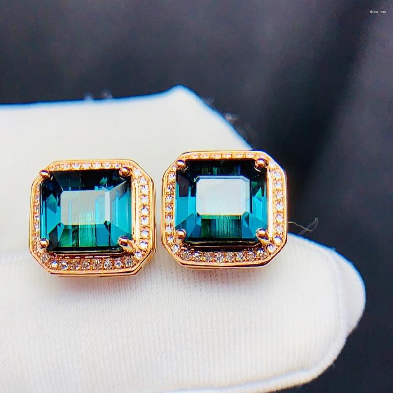 

Stud Earrings T406 Fine Jewelry 18K Gold AU750 Natural Tourmaline Gemstones 6.0ct Female Ethnic For Women