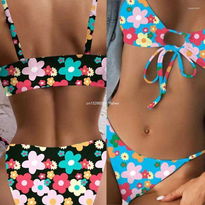 

Women' Swimwear Women 2-Pieces Sexy Halter Neck High Cut Thong Swimsuit Push Up Bikinis Sets Lacing Bathing Suit Beachwear Dropship, Bk