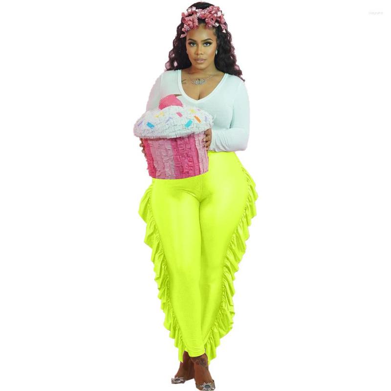 

Women' Pants Ruffle Women High Waist Pencil Jogging Sweatpants Patchwork Long Trousers Black 2XL XL