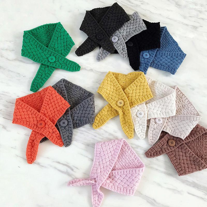 

Scarves 2023 Fashion Korean Style Autumn Scarf Female Winter Small Woolen Yarn Decoration Wild Knitted Button Hairband Student