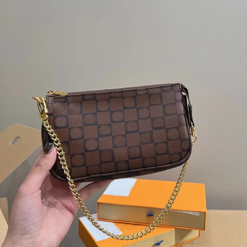 

Designer bags Mini mahjong bags vintage Brown flower Check pattern bag Zipper closure handbag Designer bags Hardware chain Shoulder crossbody Bag purses 17CM zc1, White grid