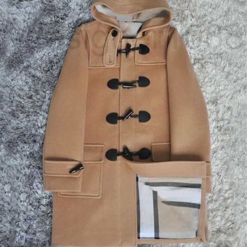 

designer Wool coat windproof jacket luxury brand Korean fashion slim medium length dress autumn and winter warm hoodie thickened flannel shirts tops 89FW, Khaki