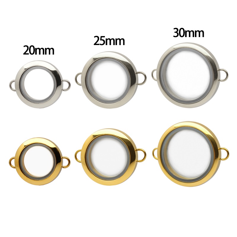 

1pc 20mm 25mm 30mm Stainless Steel Floating Locket Glass Memory twist Locket silver gold color For Bracelet Jewelry Making