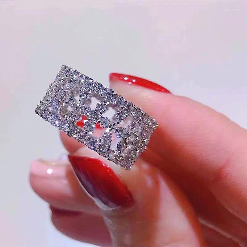 

Wedding Rings Eternity Flower Zircon Finger Ring Silver Color Party Band For Women Bridal Promise Engagement Jewelry