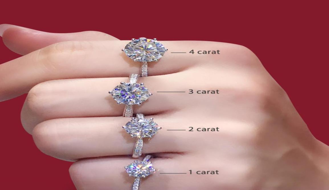 

925 sterling silver Moissanite ring Classic style Round Cut Ring Single Row Diamond Engagement Anniversary Ring 1ct 2ct 3ct4046659