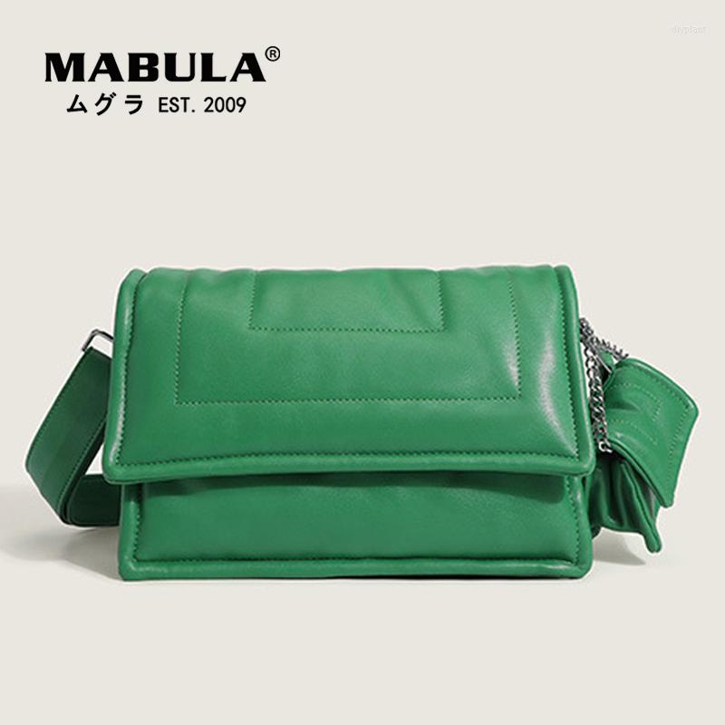 

Evening Bags MABULA Down Padded Leather Casual Women Shoulder Winter Soft Pillow Flip Crossbody Bag Simple Solid Purse Tote Handbags