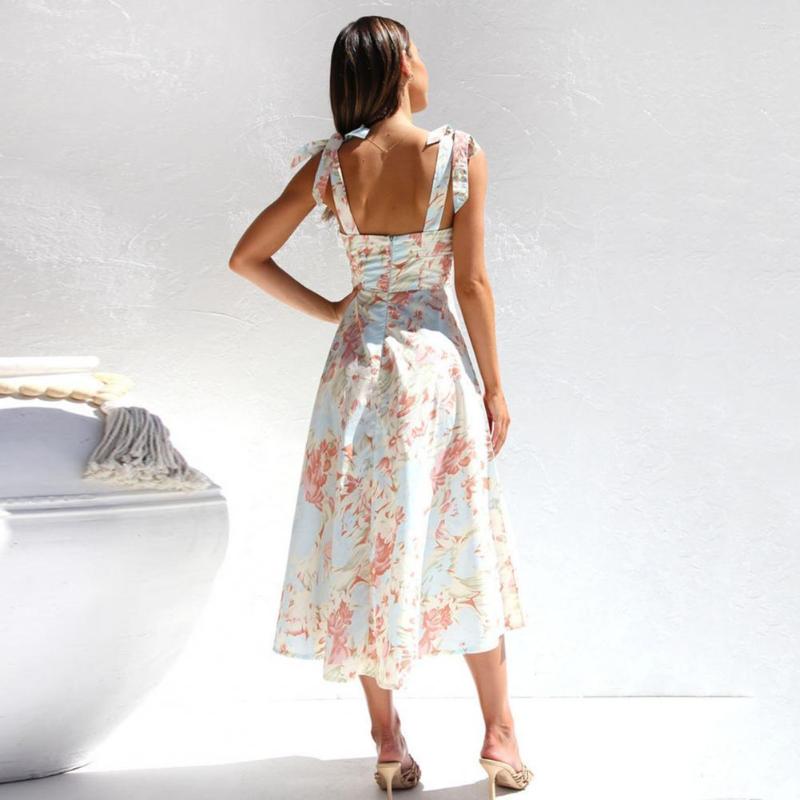 

Casual Dresses Lady Ball Dress Beautiful Breathable Backless High Waist Party Summer Women Garment Midi, Apricot